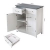 VANIRROR Sideboard Buffet Cabinet, Coffee Bar With Cabinet Two Drawers, Sideboard Cabinet for Kitchen, Living Room, Entryway, White And Gray Top - 2 of 4