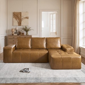 XIZZI Modular Left/Right Chaise Sectional Sofa, Quick-Ship Synthetic Leather or 4 Shimmer Fabric | Zero Assembly | High Density Foam & Pocket Springs - 1 of 4