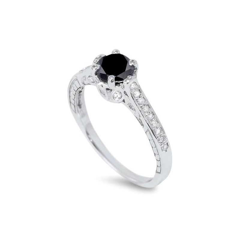 Pompeii3 1 1/4ct Black & White Diamond Engagement Ring 14K White Gold, 3 of 6