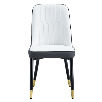NicBex Set of 2 Dining Chair Modern Upholstered PU Leather Dining Room Chair with Metal Legs