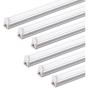 Attop 6 Pack LED T5 Integrated Single Fixture, 4FT, 2200lm, 6500K Super Bright White, 20W Utility LED Shop Light - 1 of 4