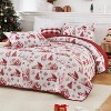 TackView Christmas Quilt Set, Reversible Printed 3 Pieces Quilts Coverlet Bed Set Holiday Decorative Bedding, 1 Quilt and 2 Pillow Shams - 2 of 4
