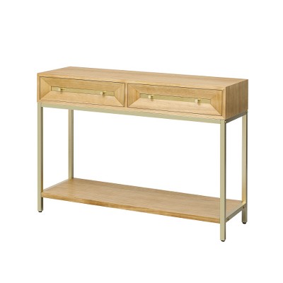 LIVAREEmlen Entryway Table, Console Table with Two Drawers, Retro Hallway Table with Striking Geometric Design for Entryway and Living Room