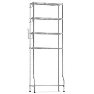 SONGMICS 4 Tier Over The Toilet Storage Metal Storage Rack with Adjustable Shelves and Hooks Space-Saving Bathroom Shelf Organizer - 1 of 4
