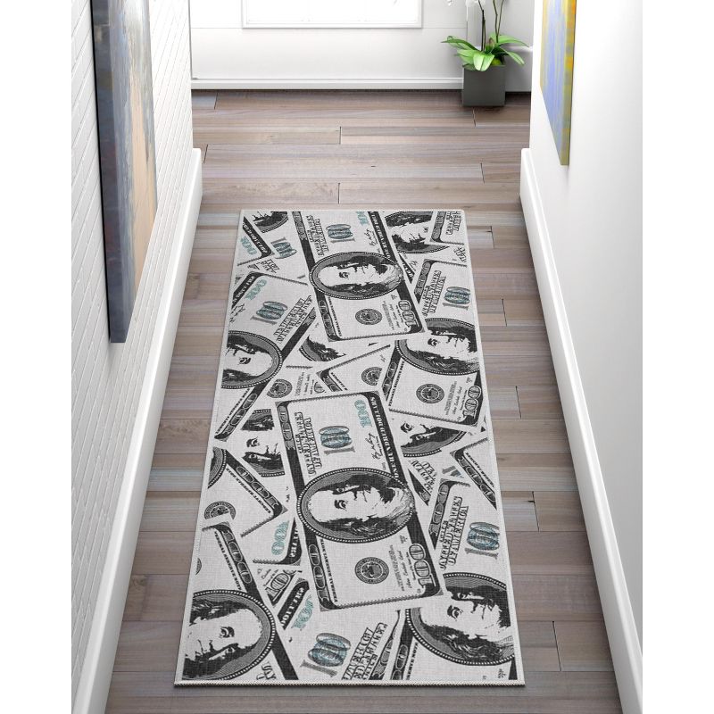 Well Woven Money Collection Hund Dollar Bill Stacked 2006 Version Green Area Rug, 3 of 9