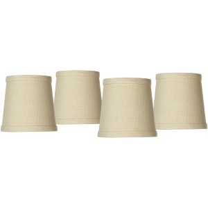 Springcrest Set of 4 Hardback Drum Lamp Shades Nallad Herbal Beige Small 4" Top x 5" Bottom x 5" High Candelabra Clip-On Fitting - 1 of 4