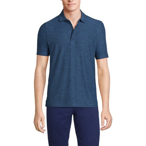 Lands End Men s Tall Short Sleeve Performance Pieced Yoke Social Active Polo Medium Tall Radiant Navy Spacedye Target