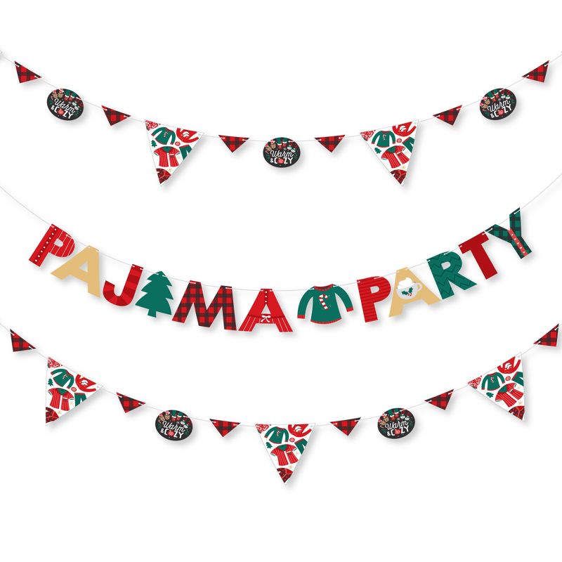 Big Dot of Happiness Christmas Pajamas - Holiday Plaid PJ Party Letter Banner Decoration - 36 Banner Cutouts and Pajama Party Banner Letters, 1 of 8