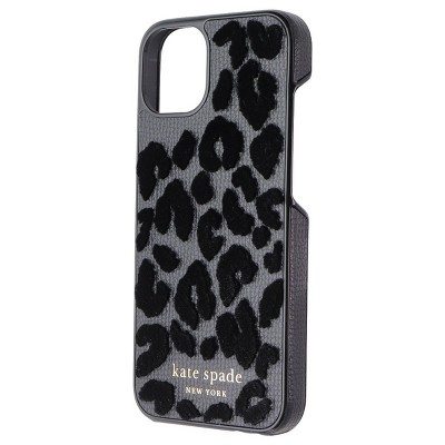 Kate Spade Wrap Folio Series Case for Apple iPhone 13 - Leopard Flocked Black