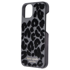 Kate Spade Wrap Folio Series Case for Apple iPhone 13 - Leopard Flocked Black - 1 of 1