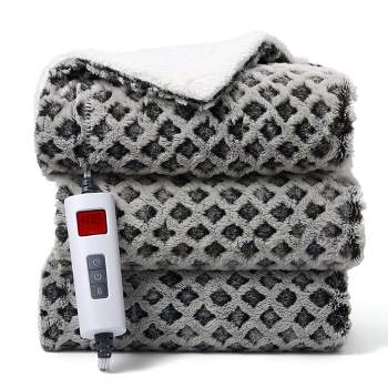 Heated Electric Blanket Throw, Flannel Heating Blankets, 5 Heat Settings and 4 Hours Auto Shut Off, Grey 50"x60"