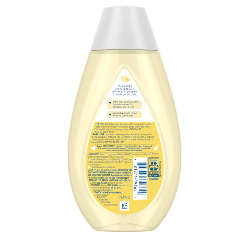 Johnson&#39;s Head-To-Toe Gentle Baby Body Wash &#38; Shampoo For Sensitive Skin - 13.6 fl oz, 3 of 8