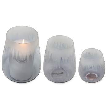 AuldHome Design Hurricane Lamp Candle Holders, 3pc Set; Glass Decorative Lantern Candle Cover