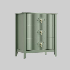 Acekool 27.6" 3-Drawer Fluted Dresser, Wide Storage Organizer Cabinet, Entryway & Bedroom - 1 of 1