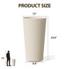 NAYSAYE Planter 2PCS Tall Indoor and Outdoor Planter Pot Large Flower Cone Striped Plastic Flower Pot for Home Garden Patio, Beige, 13"*13"*23.6" - 4 of 4