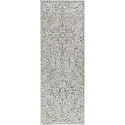 Mark & Day Olivia 2'7"x7'3" Runner Woven Indoor Area Rugs Light Gray: Traditional Medallion, Stain-Resistant, Pet Friendly