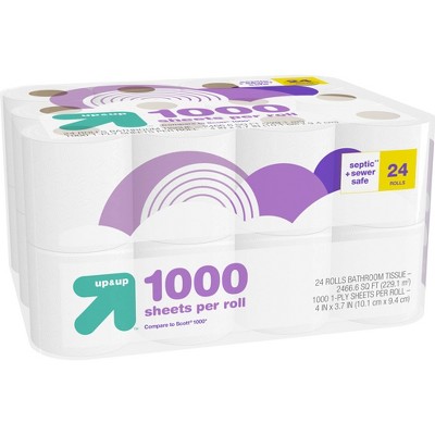 Septic + Sewer Safe Toilet Paper - 1000ct/ 24 Rolls - up &#38; up&#8482;