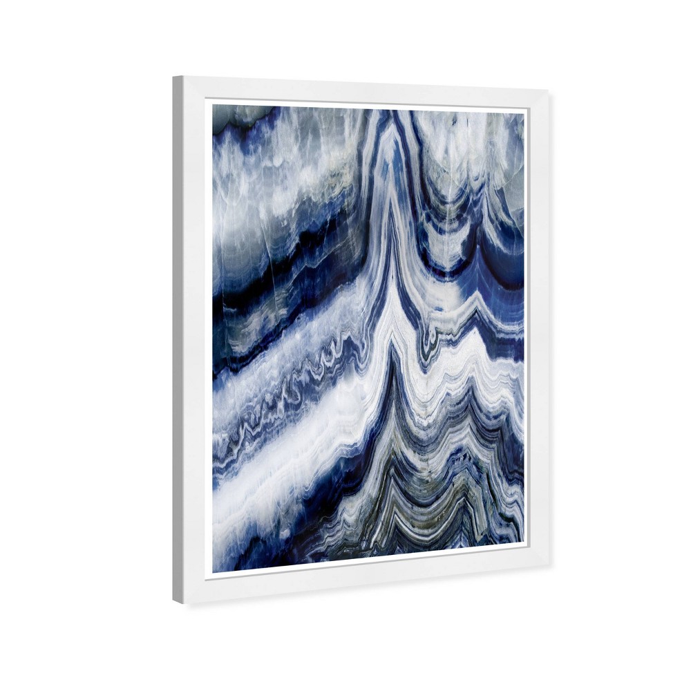 Photos - Other Decoration 13" x 19" Estana Abstract Framed Wall Art Blue - Hatcher and Ethan: Modern Decor, White Frame, Digital Art