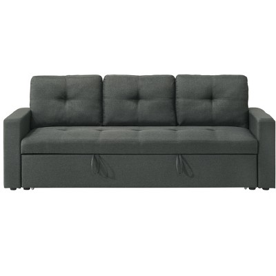 VYNXARIA Modern 83.5"W Dark Gray Fabric Sleeper Sofa with Tufted Cushions,living romm sofas