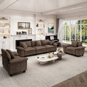Captiva Designs Cloud Modular 5PC Sectional Sofa Set, Deep Seat Couch for Living Room, Corduroy & Chenille Fabric - 1 of 4