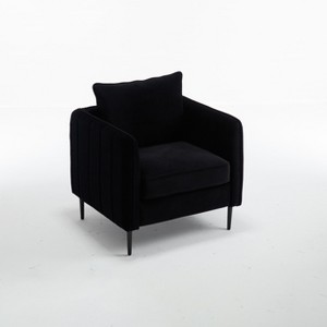 Lirago 33" Wide Black Velvet Accent Chair Single Sofa Armchair with 1 Pillow - 1 of 4