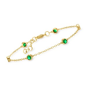 Pure Collection by Ross-Simons 0.50 ct. t.w. Bezel-Set Lab-Grown Emerald Station Bracelet in 18kt Gold Vermeil - 1 of 4