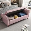 63" Linen/Velvet Button Tufted Storage Bench - ModernLuxe - 2 of 4