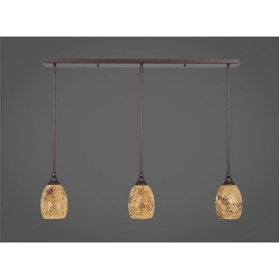 Toltec Lighting Any 3 - Light Chandelier in  Bronze with 5" Gold Fusion Shade