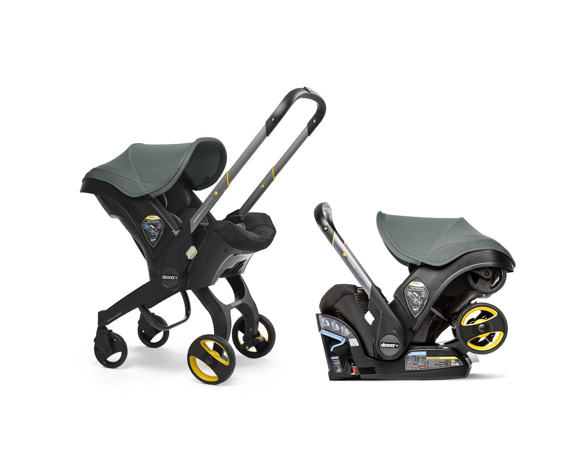 Doona Infant Car Seat + Latch Base Travel System - Slate Green: 5-Point Harness, Rear Facing, 17.2 lbs