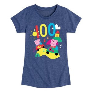 Girls' - Peppa Pig - George 100 Days of School Cars Fitted Short Sleeve Graphic T-Shirt - 1 of 4