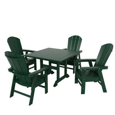 WestinTrends 5 Piece Outdoor Patio Dining Square Table and Curved Back Armchair Set