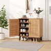Costway 2-Door Shoe Cabinet with Ventilated Woven Doors & 3 Removable Shelves for Entryway - 4 of 4
