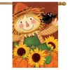 Happy Scarecrow Fall House Flag Sunflowers Pumpkins 28" x 40" Briarwood Lane - 2 of 4