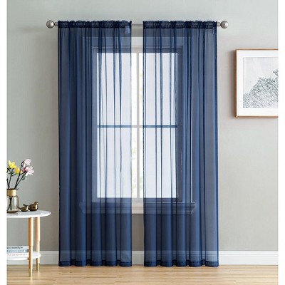 HLC.ME Sheer Voile Transparent Window Treatment Rod Pocket Curtain Panels - Set of 2