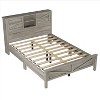 KTMBDW Farmhouse Full/Queen Size Bed Frame, Wood Platform Bed Frame with Charging Station and Double Sliding Barn Door, No Box Spring Needed - 4 of 4