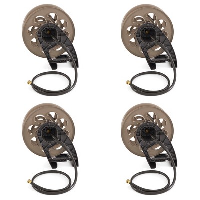 Suncast CPLSTA125B 125' Wall-Mounted Side Tracker Garden Hose Reel for 5/8  Hose with Guide for Patio or Garden, Dark Taupe (2 Pack)