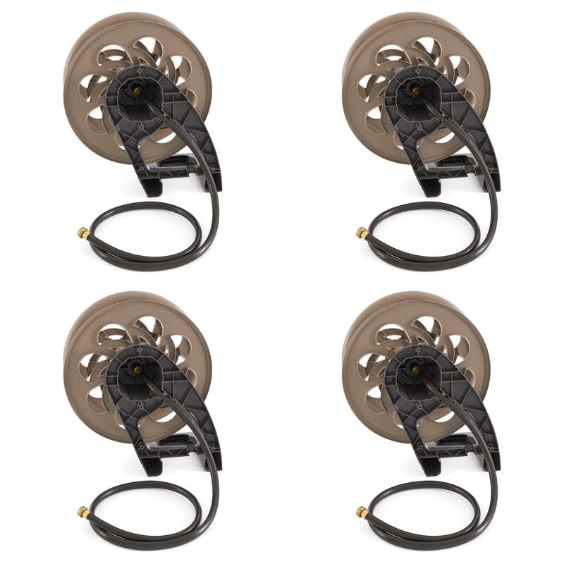 Suncast CPLSTA125B 125' Wall-Mounted Side Tracker Garden Hose Reel for 5/8" Hose with Guide for Patio or Garden, Dark Taupe (4 Pack), 1 of 7