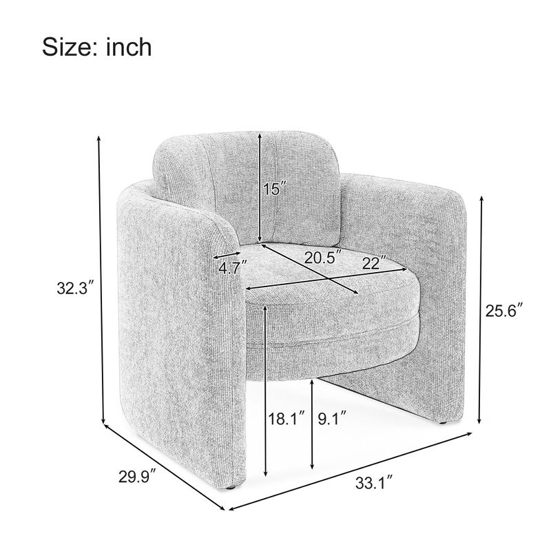 Modern Barrel Accent Chair, Upholstered Armchair-ModernLuxe, 4 of 13