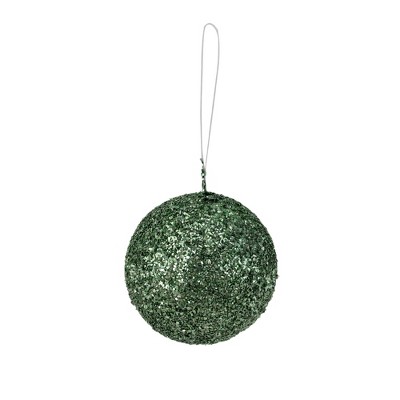 Allstate Floral 4" Holographic Glitter Shatterproof Ball Christmas Ornament - Green