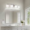 DORESshop 33.5 in. 4-Light Black &Silver  Modern Square Vanity Light for Bathroom, Bedroom with Curved Arms and Milk White Glass Shades - 3 of 4