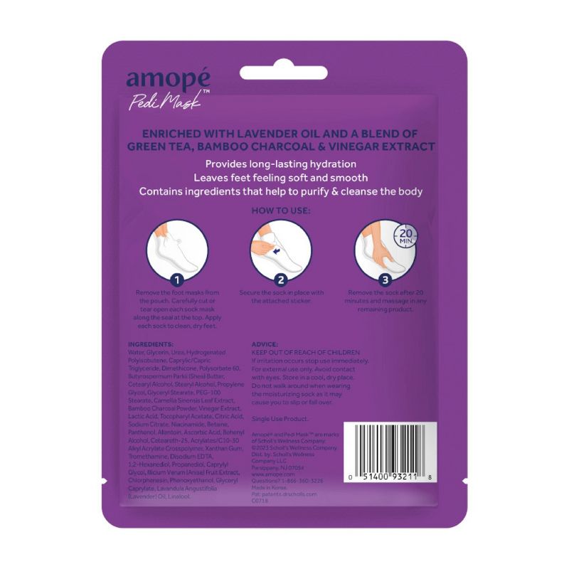 Amop&#233; PediMask 20-Minute Foot Mask - Detox &#38; Chill with Lavender Oil - 1 Pair, 3 of 11