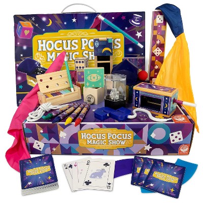 MindWare Hocus Pocus Magic Show Magician Kit - Exciting Magic Tricks for Kids with Over 25 Pieces and Instructional Videos