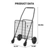 Folding Shopping Cart, 110 LB Capacity, Collapsible Grocery Cart with 22 gal Basket & Wheels, Lightweight Portable Shopping Trolley for Groceries - 2 of 4