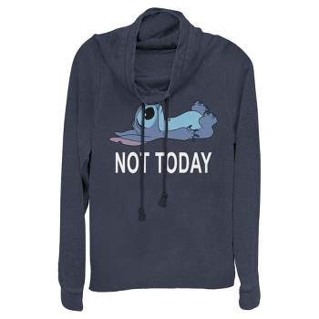 Juniors Womens Lilo & Stitch Not Today Cowl Neck Sweatshirt