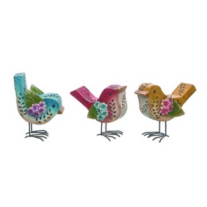 Transpac Resin Standing Floral Bird Set of 3 Spring Home Decorations - 1 of 1