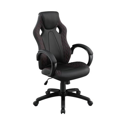 Simple Relax Upholstered Adjustable Home Office Chair with Arched Armrests in Black