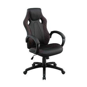 Simple Relax Upholstered Adjustable Home Office Chair with Arched Armrests in Black - 1 of 4