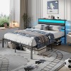 Queen Bed Frame with Led Lights and Charging Station Bed Frame with Headboard and Under Bed Storage Metal Platform Bedframe and Storage Shelf - 3 of 4