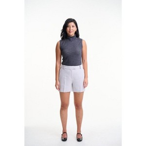 Lafidi Women’s Avia Hi-Rise Tailored Shorts, Flat Front Crepe Fabric, and Slash & Welt Pockets for a Polished Professional Look - 1 of 4