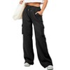 Clearlove Women High Waisted Drawstring Wide Leg Cargo Pants Trendy Casual Baggy Joggers Pants with Pockets - 2 of 4